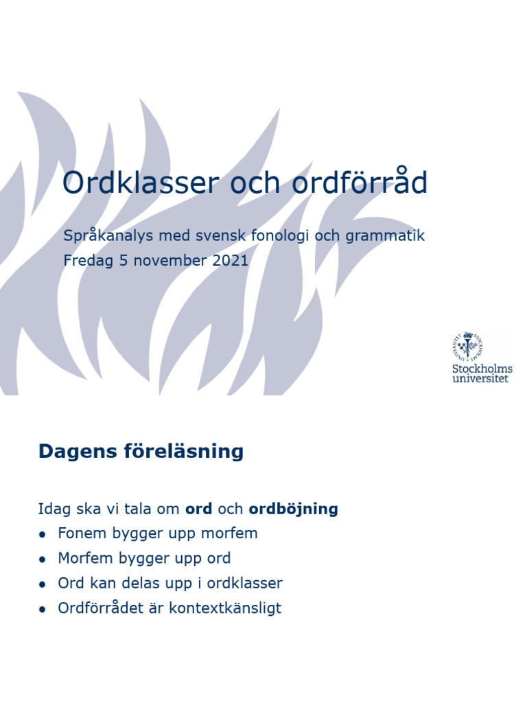 F2 Ordklasser Och Ordförråd | PDF