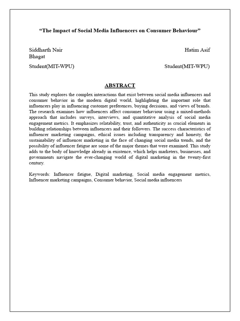 The Impact of Social Media Influencer Son Consumer Behavior | PDF ...