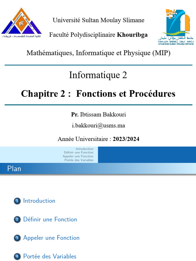 Fonctions et Procédures en Python | PDF | Python (Langage de ...