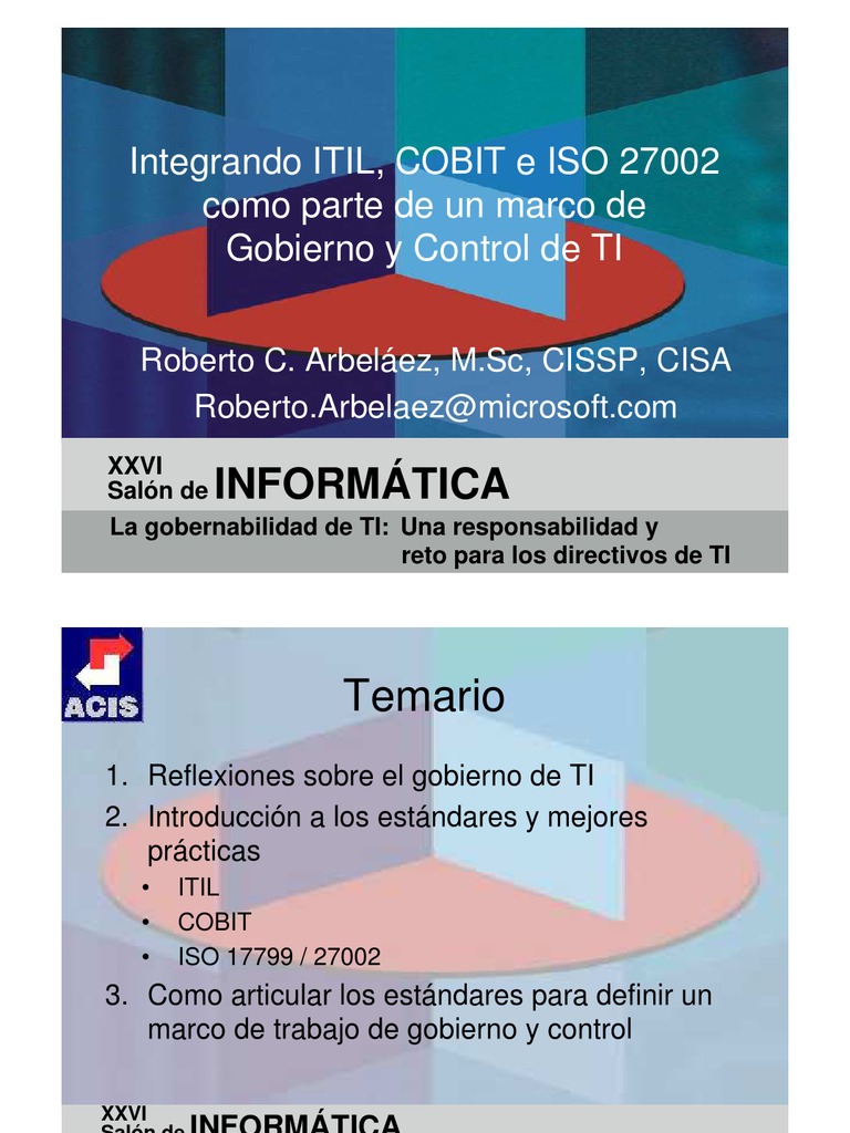 Gobernabilidad de TI: ITIL, COBIT e ISO | PDF | Itil | Cobit
