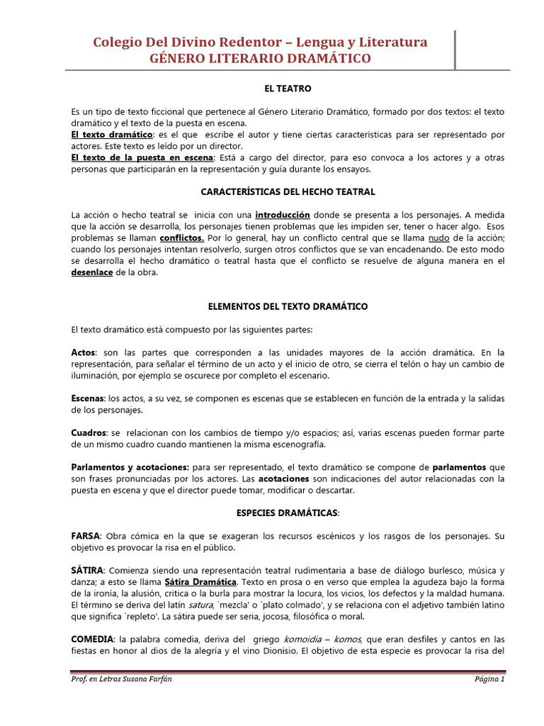 Introducción al Género Dramático | PDF | Teatro | Comedia
