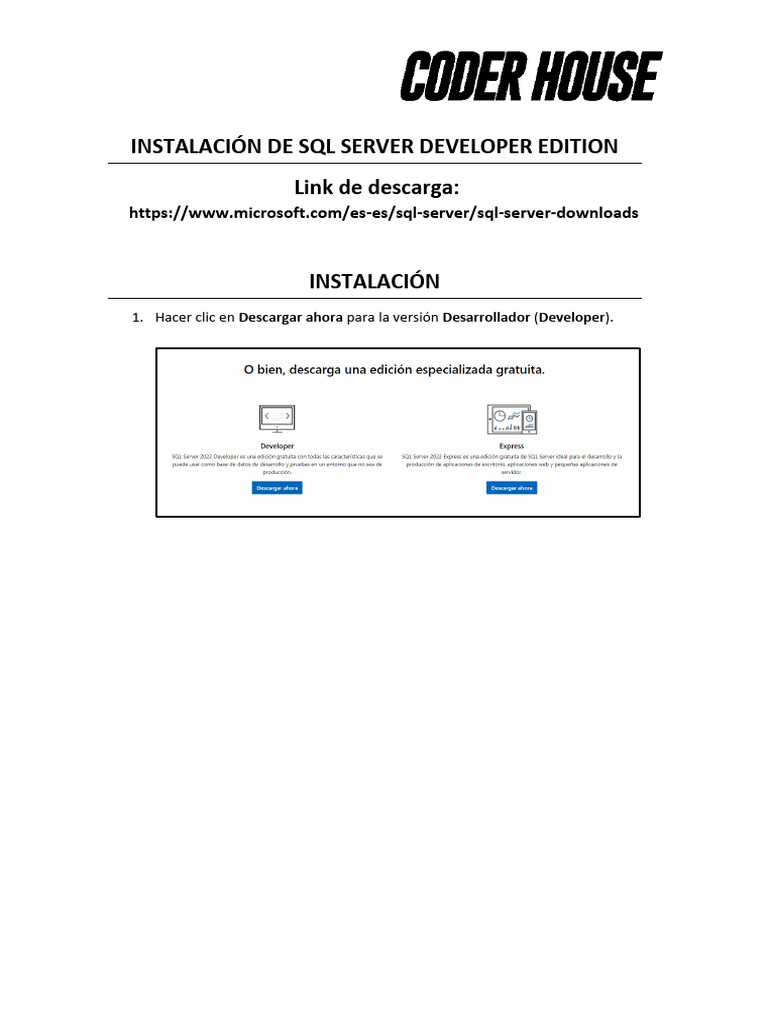 Instalación de SQL Server Developer Edition | PDF | Servidor SQL de ...