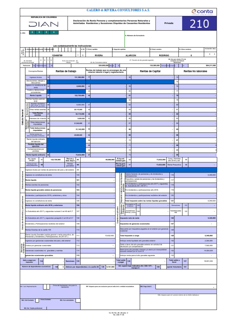Declaración de Renta 2023 Personas Naturales | PDF | Bienes raíces ...