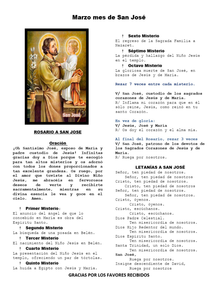 Oración y Misterios de San José | PDF | María, madre de Jesús | Cristo ...