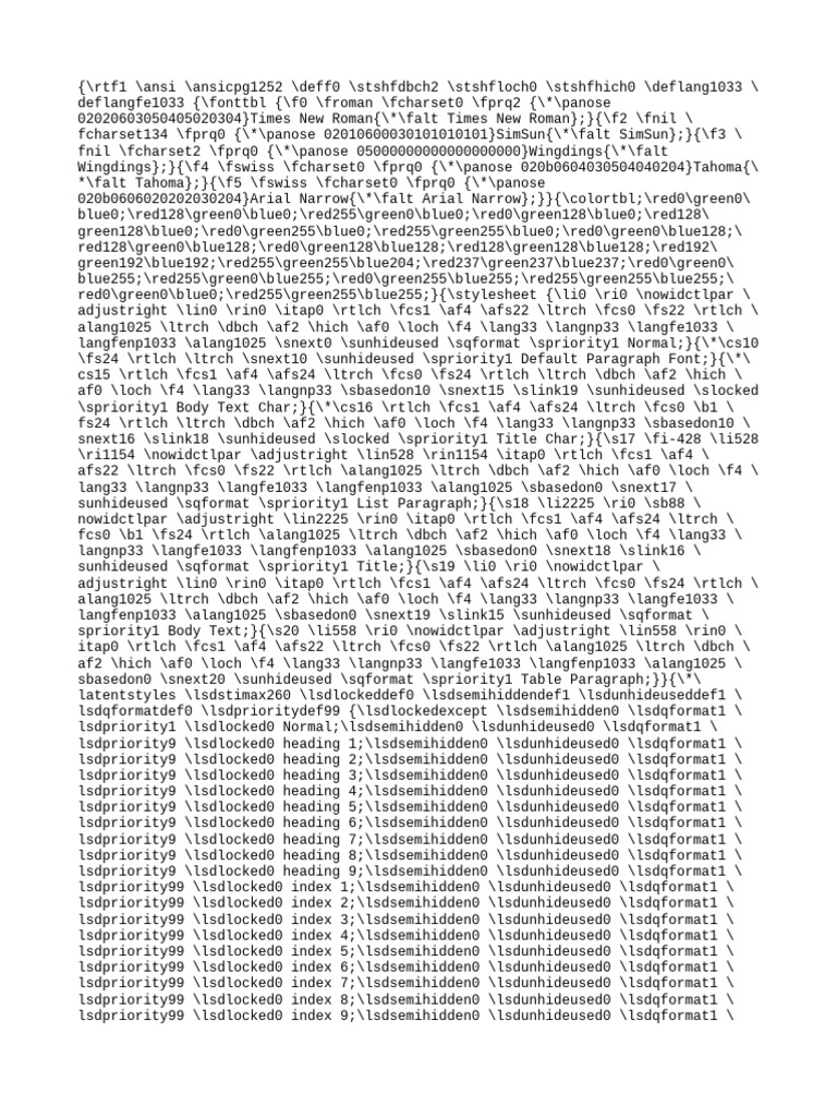 RTF Document Structure Guide | PDF | Html | Text