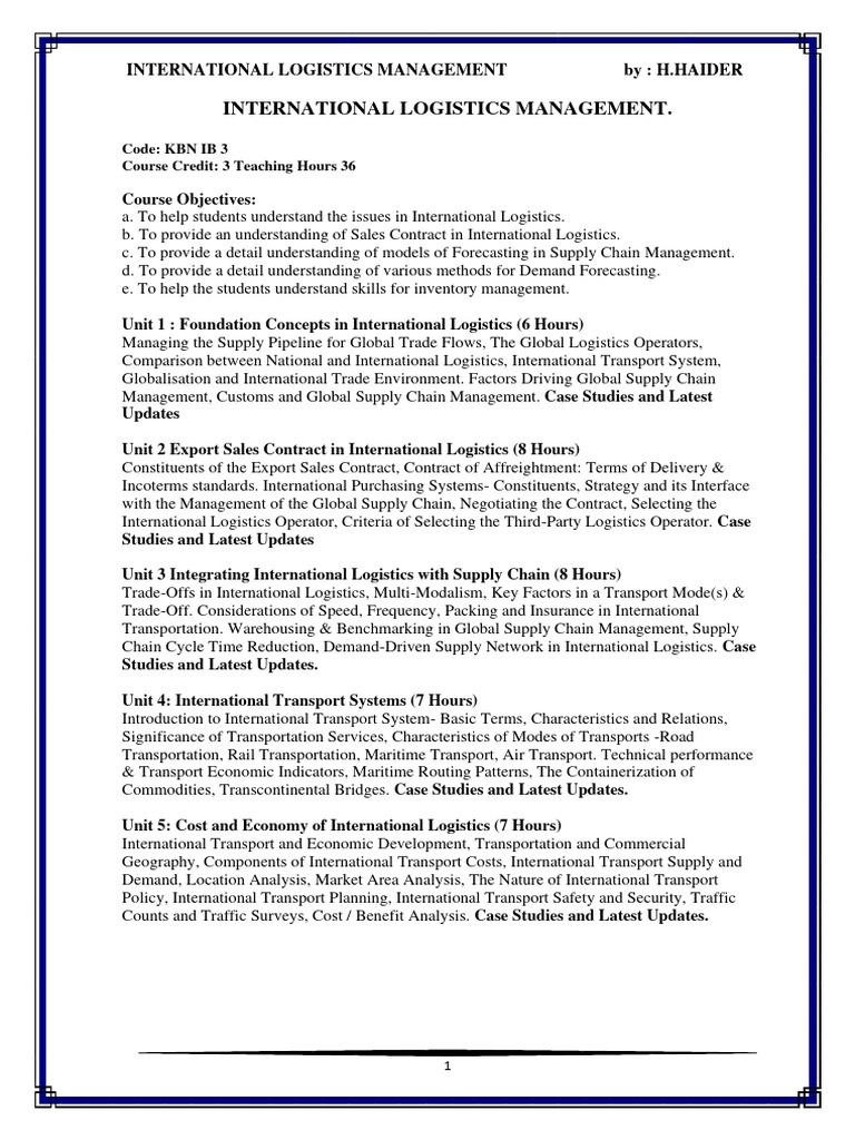 KMBN Ib03 All Units | PDF | Supply Chain | Logistics