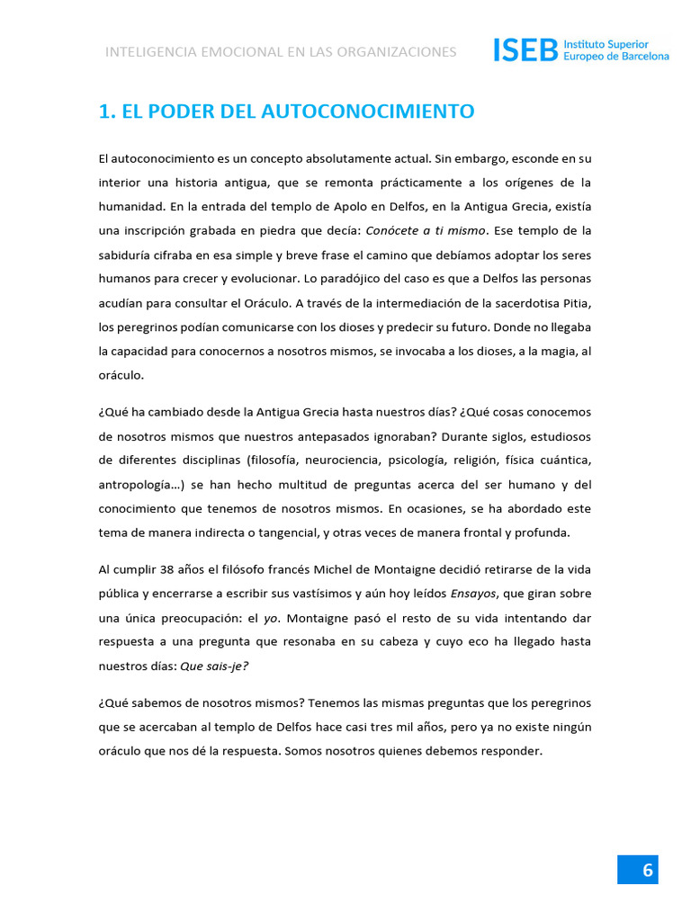El Poder del Autoconocimiento | PDF | Las emociones | Autoestima
