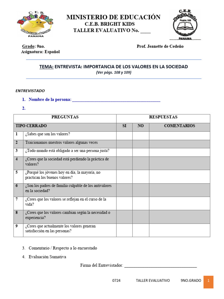 2107 - 9Â° Taller Evaluativo | PDF | Crecimiento personal y profesional