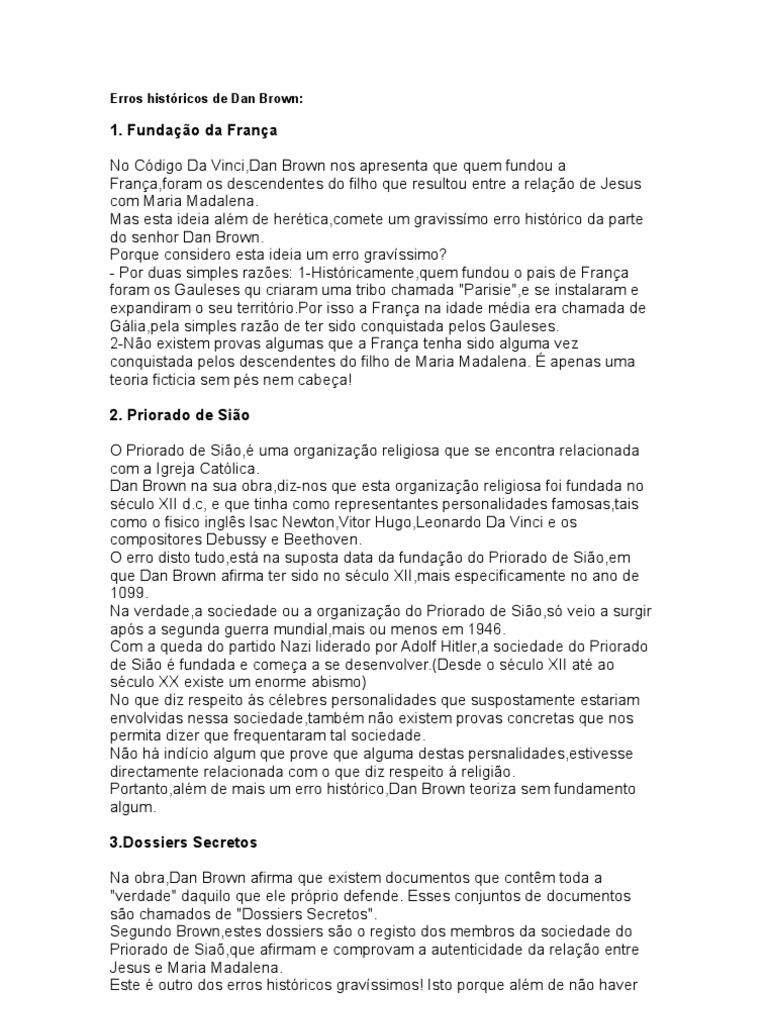O Código Da Vinci Refutado Pela História | PDF | Business