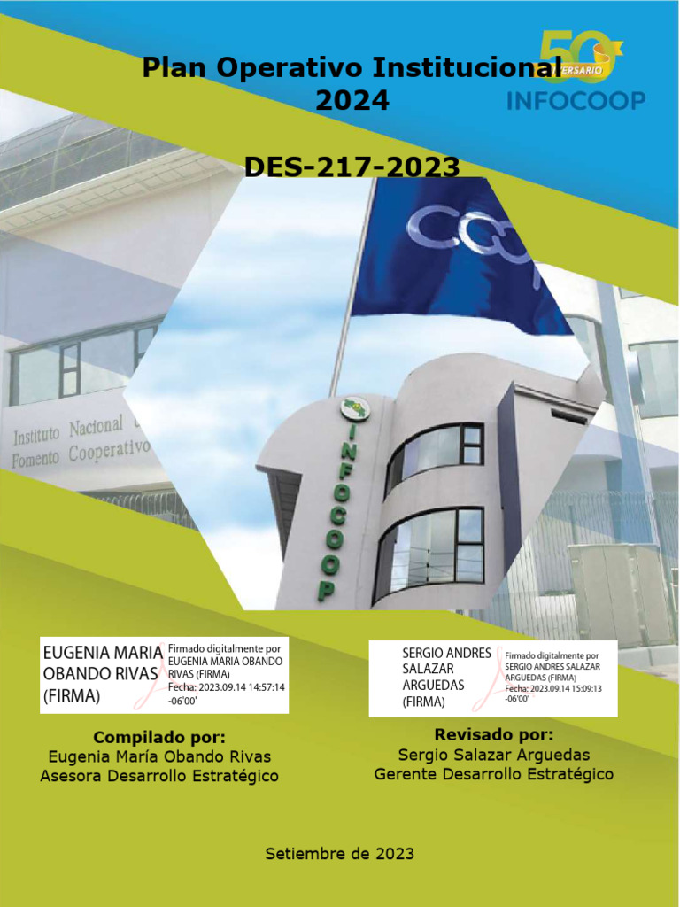 Plan Operativo INFOCOOP 2024 | PDF | Cooperativa | Presupuesto