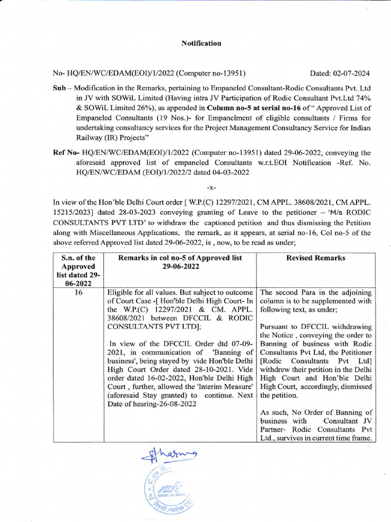 Notice Dated 02-07-2024 Regarding Revised File VERF | PDF | Finance ...