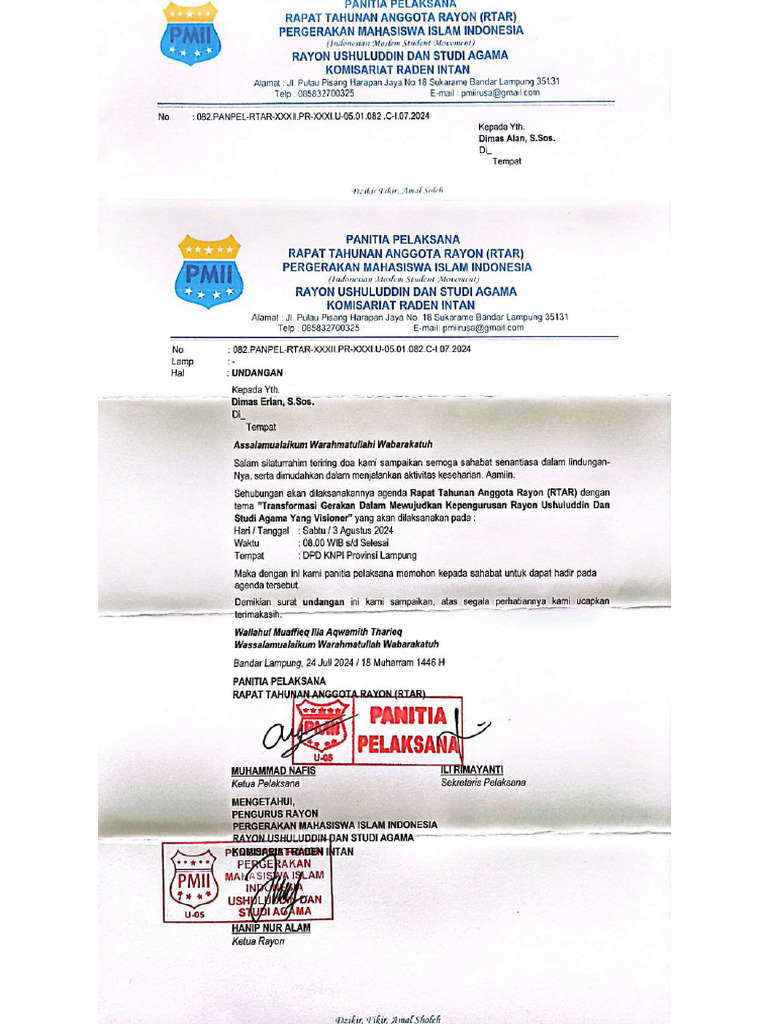 Surat Undangan RTAR. | PDF