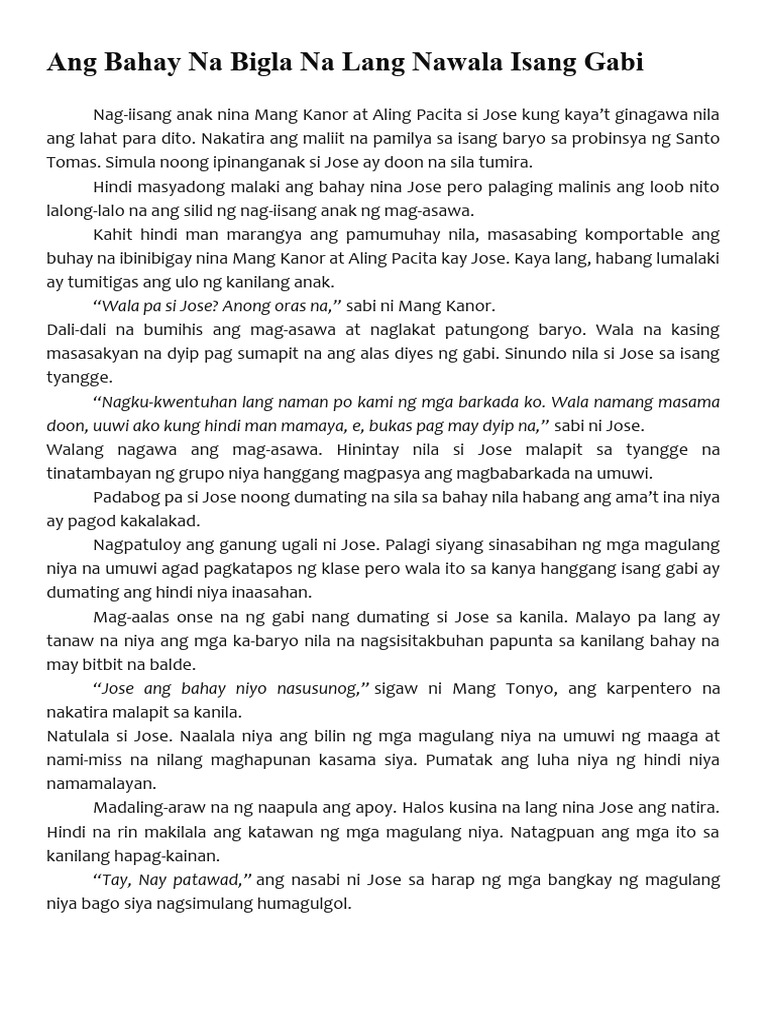 Ang bahay na bigla na lang nawala isang gabi pdf