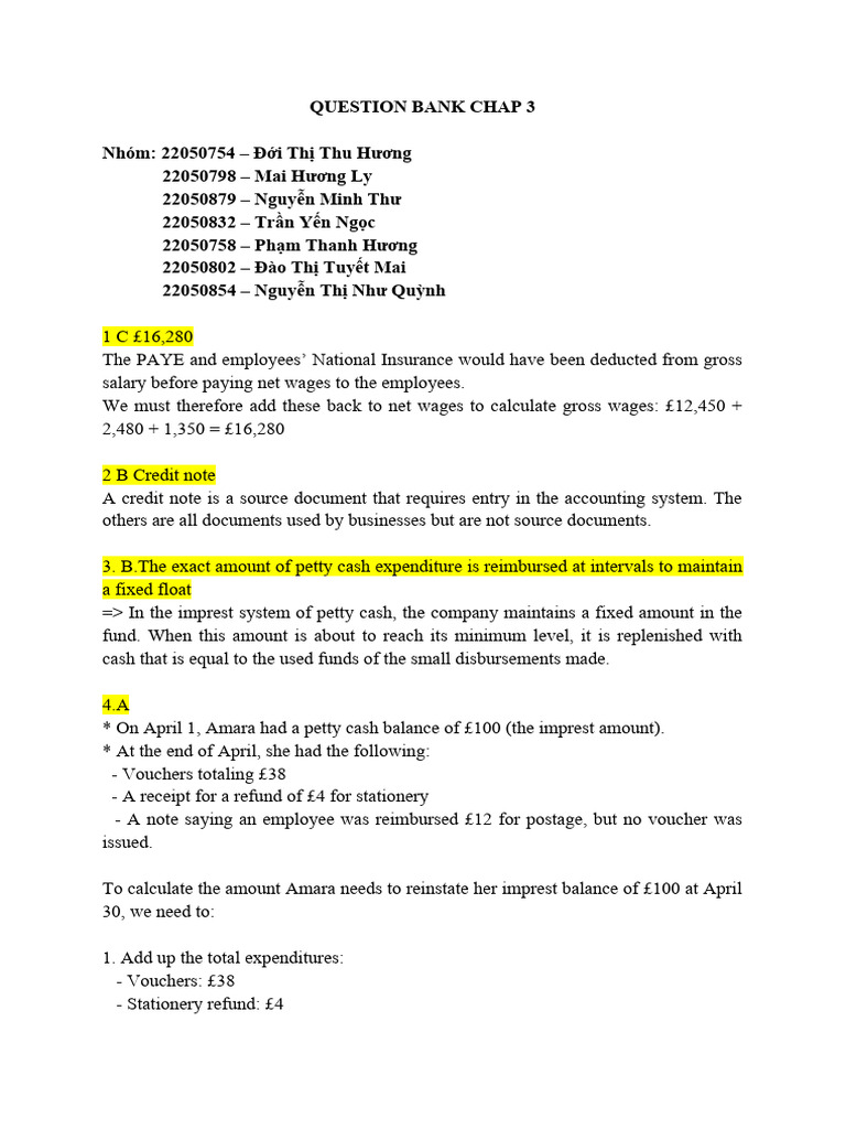 Accounting Question Bank Chapter 3 PDF Payments Economies