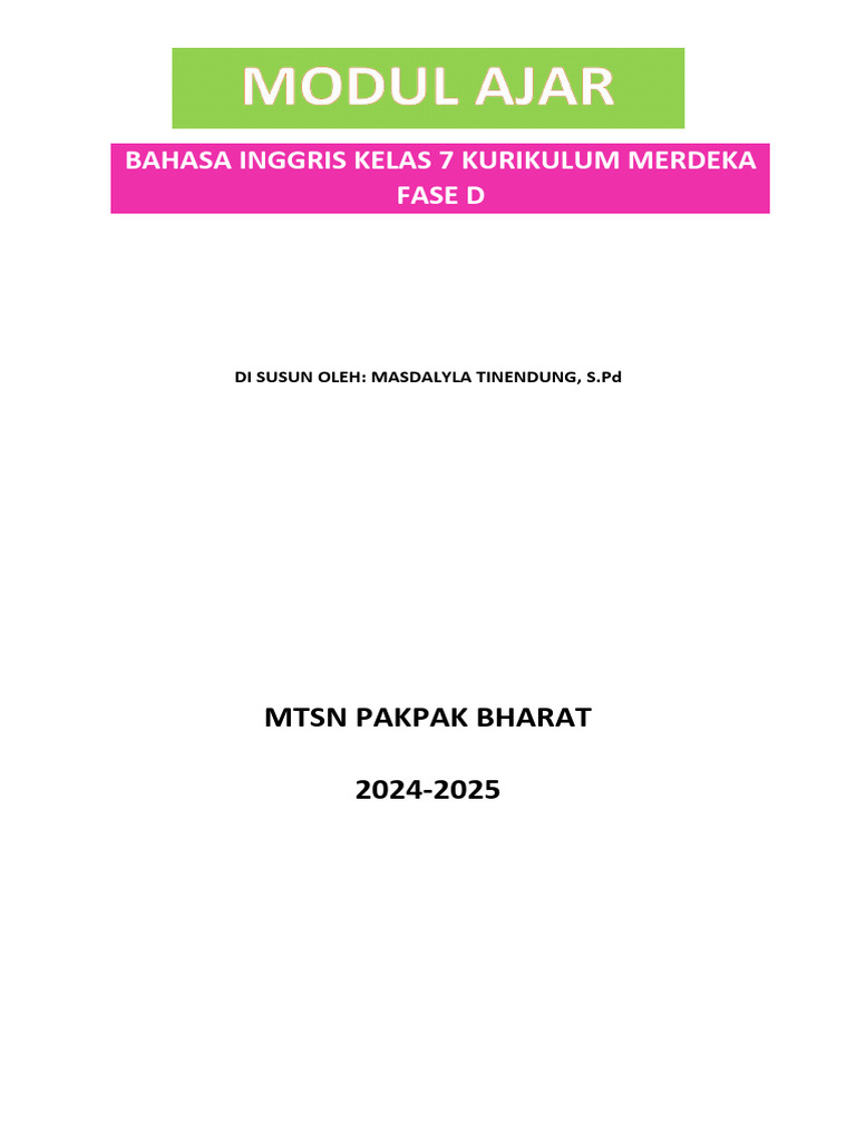 Modul Ajar Descrip (Tive Text Kelas 7 | PDF