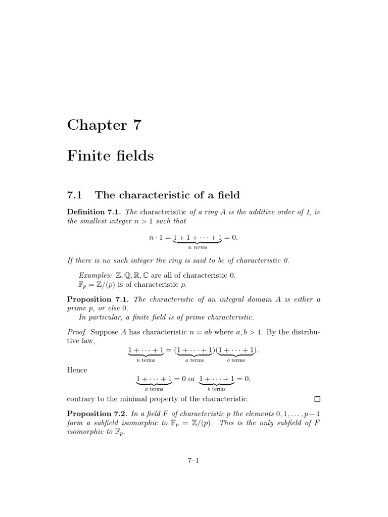 Understanding Finite Fields and Characteristics | PDF | Field ...