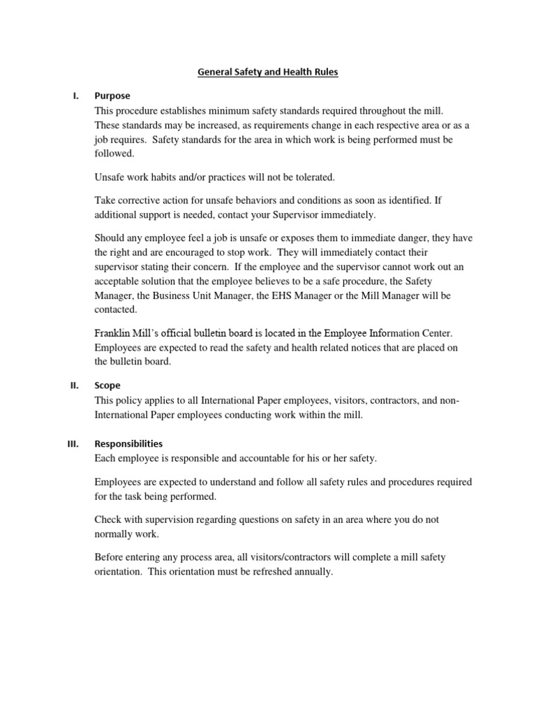 General Safty Health Rules | PDF | Personal Protective Equipment | Traffic