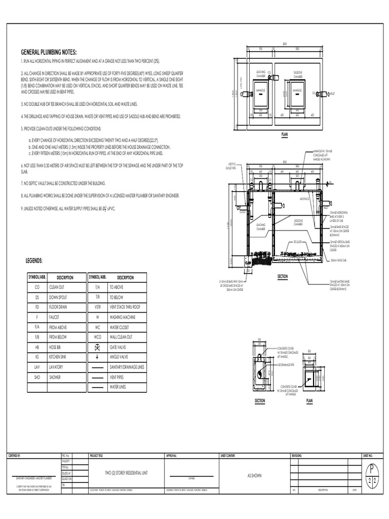 Two Storey Residential Plumbing Plan | PDF | Plumbing | Tap (Valve)