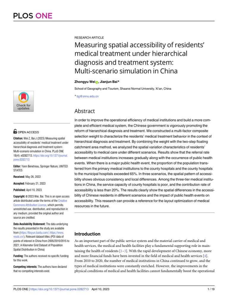 Measuring Spatial Accessibilit | PDF | Medical Diagnosis | Health Care