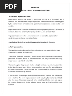 Chapter 3 Organizational Design and Leadership (1)