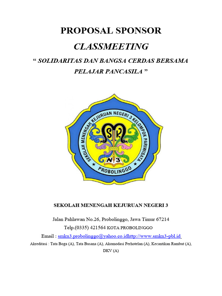 Proposal Sponsorship Classmeeting SMK 3 | PDF | Bisnis