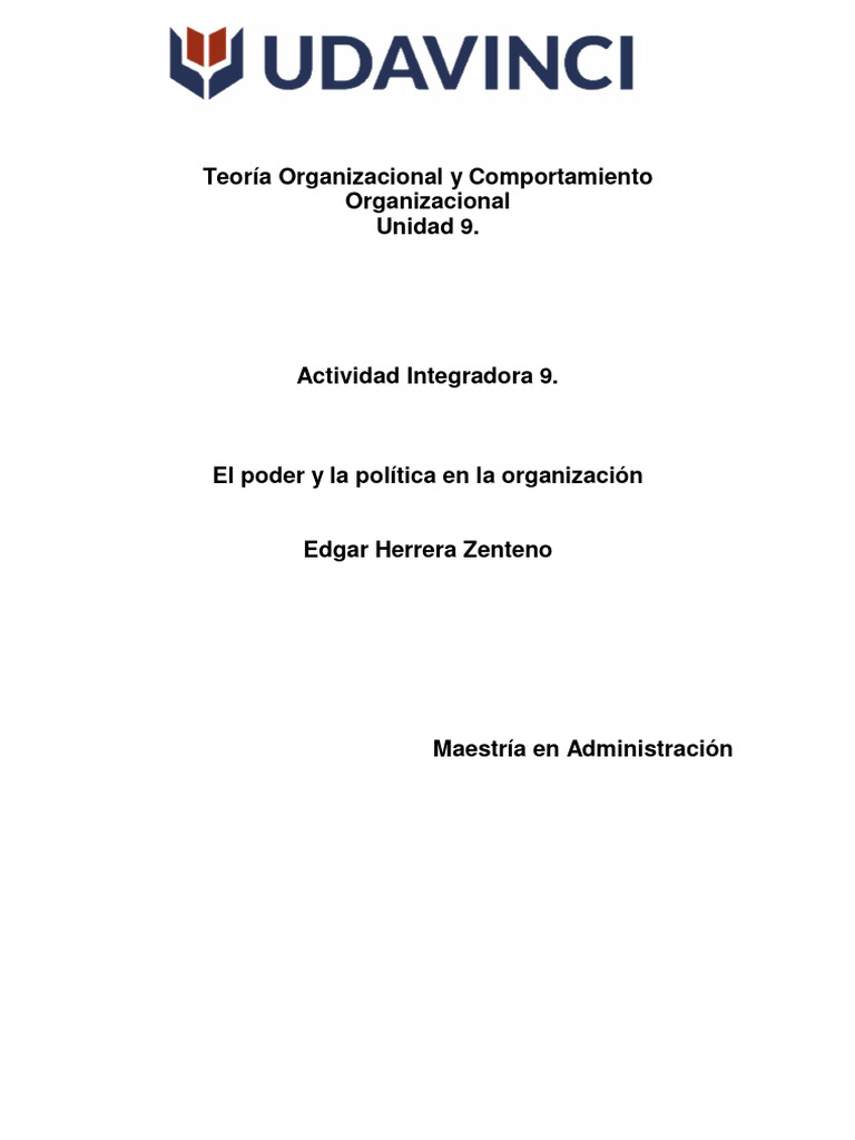 Poder y Politica en Las Organizaciones | PDF | Liderazgo | Educación en ...