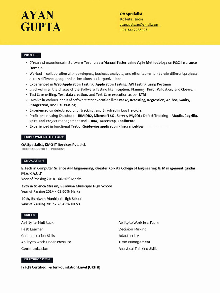 Ayan Gupta Manual QA Resume | PDF | Software Testing | Scrum (Software ...