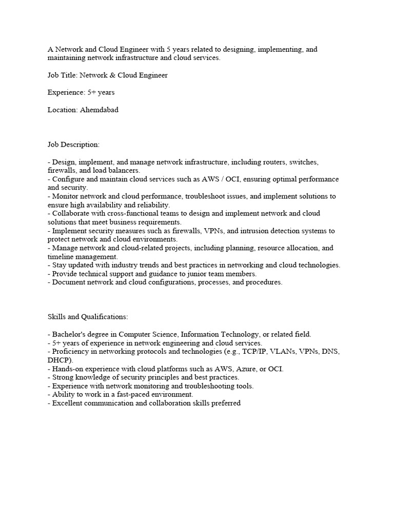 Network and Cloud Intern | PDF | Business