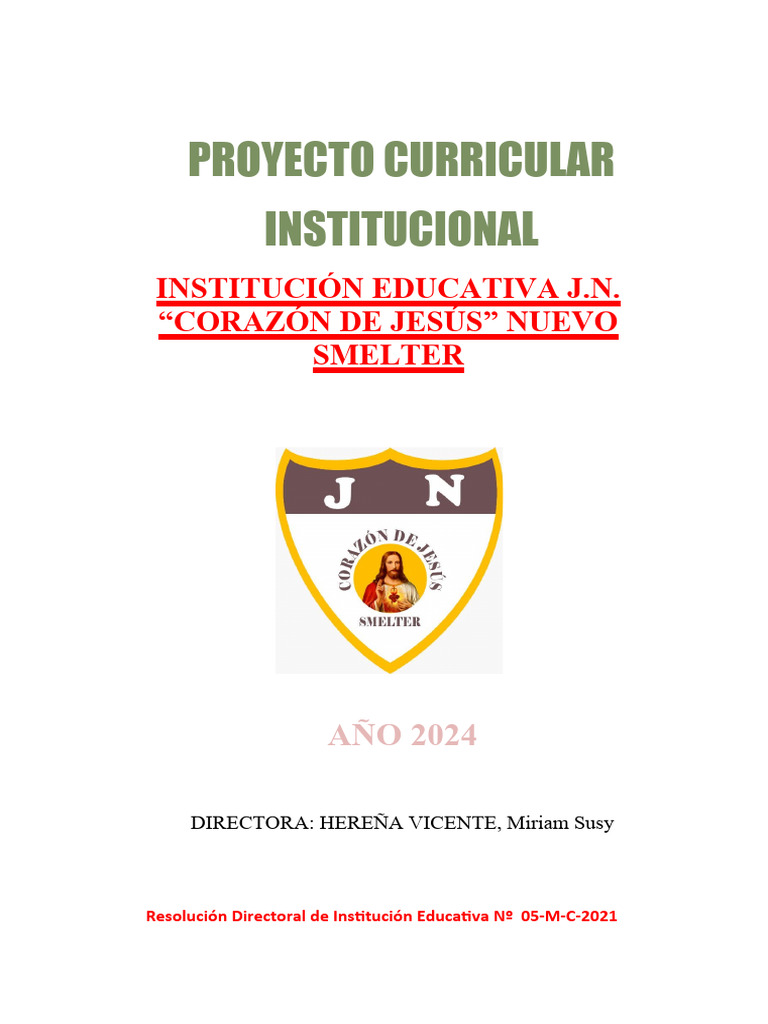 Proyecto Curricular I.E. J.N. 2024 Pasco | PDF | Plan de estudios ...