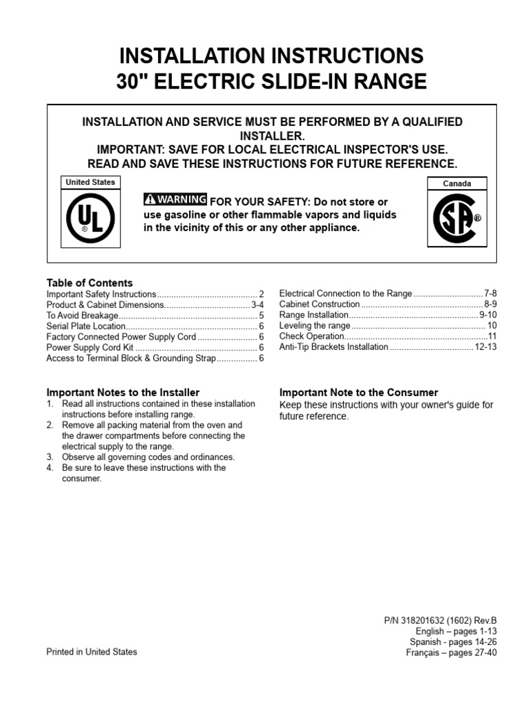 Installation Instructions 30