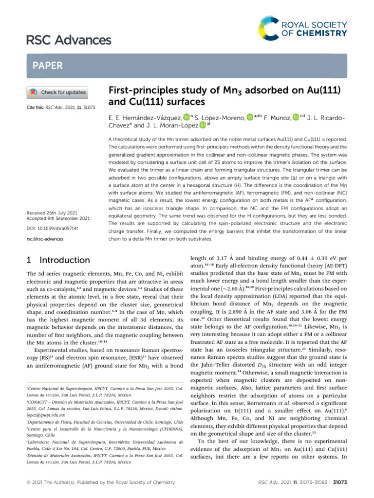 2021 RSCAdv 11 31073 - Mn3 TM111 | PDF | Adsorption | Density ...