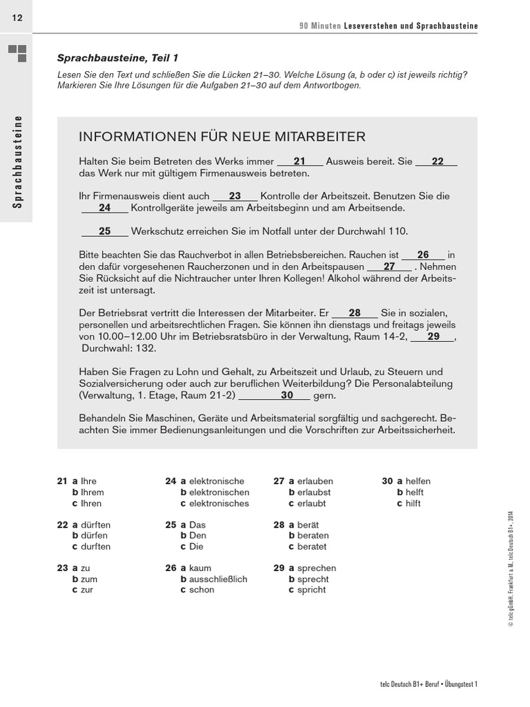 Toaz - Info Telc Sprachbausteine b1 PR | PDF