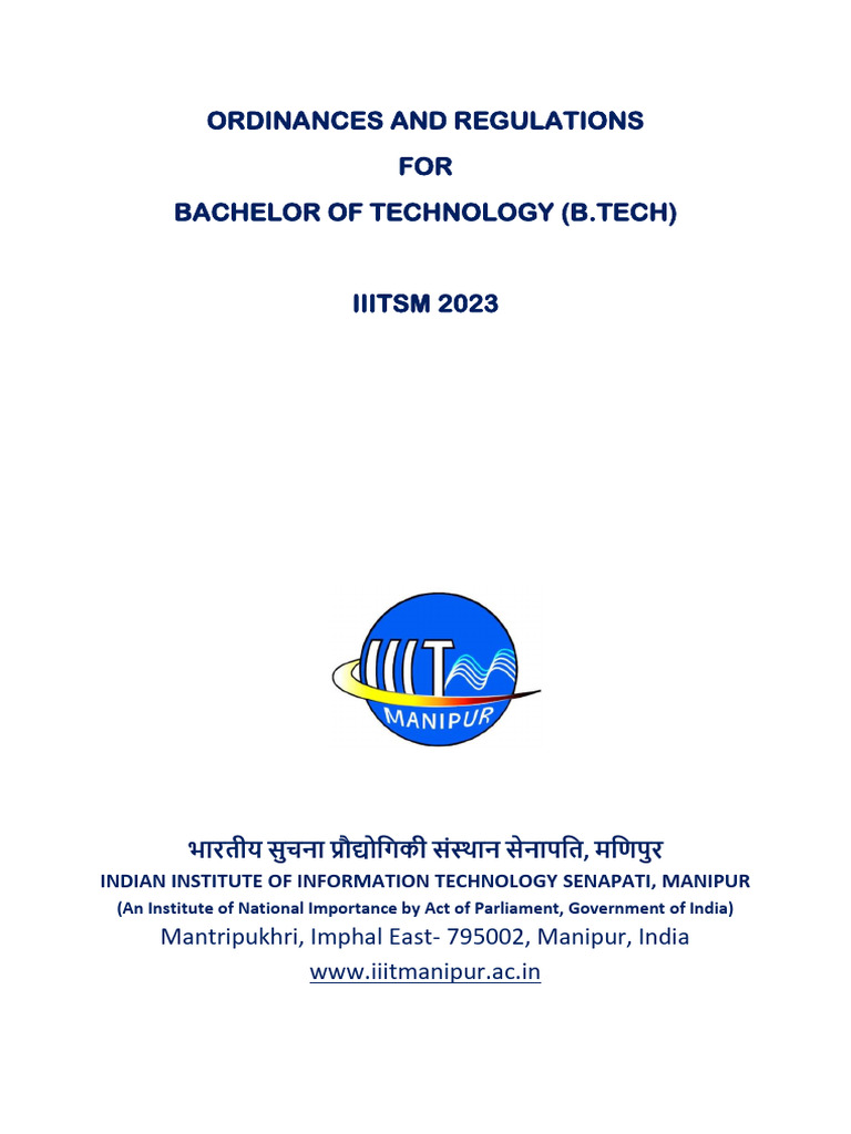 B.Tech Ordinances & Regulations IIITSM 2023 | PDF | Academic Term ...