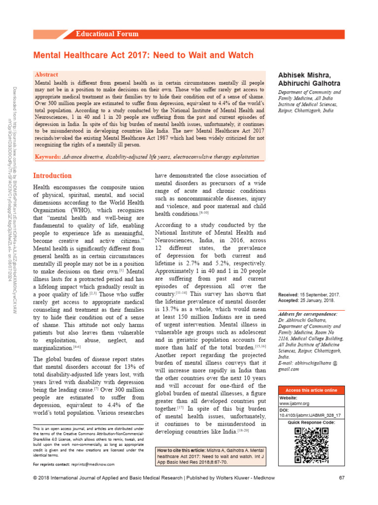 Mental Health Challenges in India | PDF | Mental Health | Mental Disorder