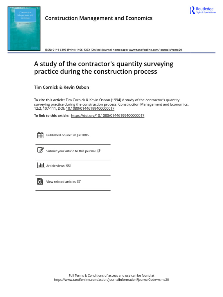 Contractor Quantity Surveying Practices | PDF | Surveying | Cost Accounting