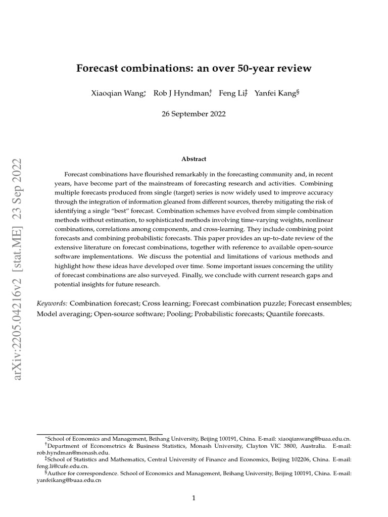 Forecast Combination - A 50 Year Overview | PDF | Mean Squared Error ...