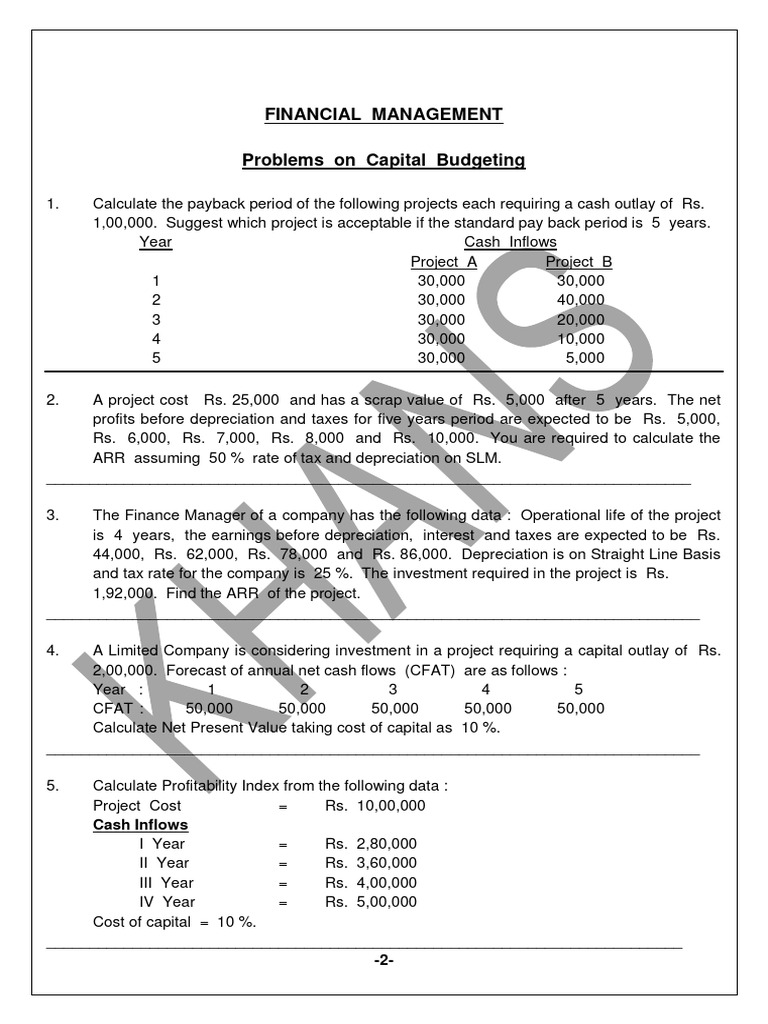 Capital Budgeting Problems and Solutions | PDF | Net Present Value ...