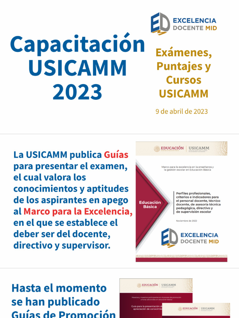 Exámenes, Puntajes y Cursos USICAMM Excelencia Docente Mid | PDF
