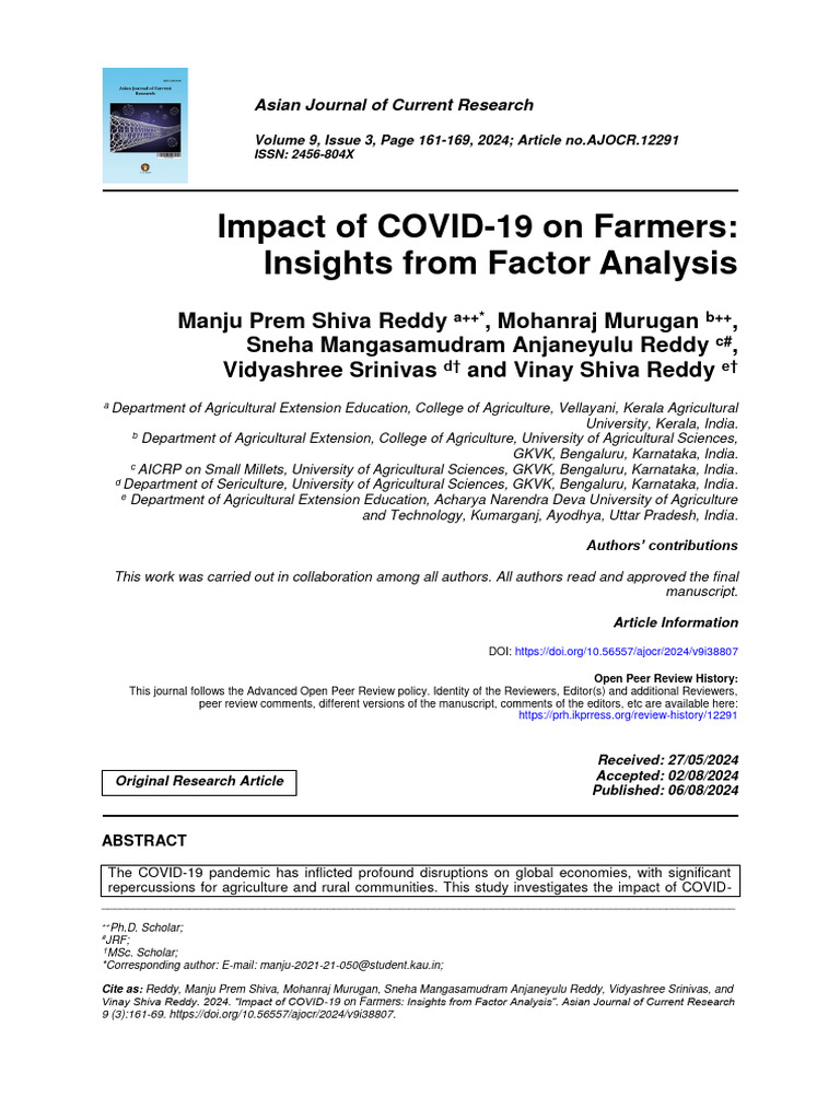 Impact of COVID-19 On Farmers: Insights From Factor Analysis | PDF ...