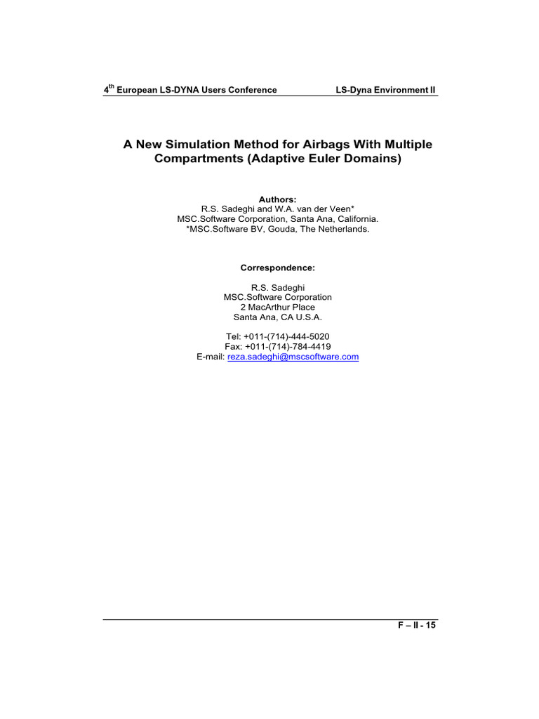 A New Simulation Method For Airbags With Multiple | PDF | Fluid ...