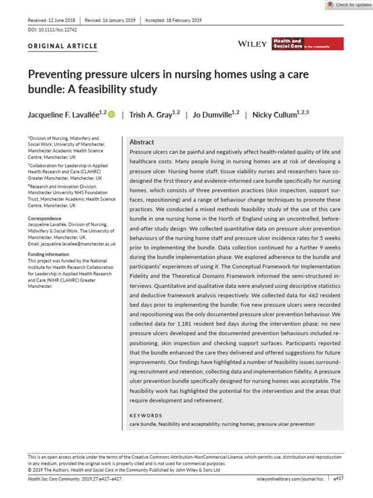Pressure Ulcer Prevention in Nursing Homes | PDF | Nursing | Health Care