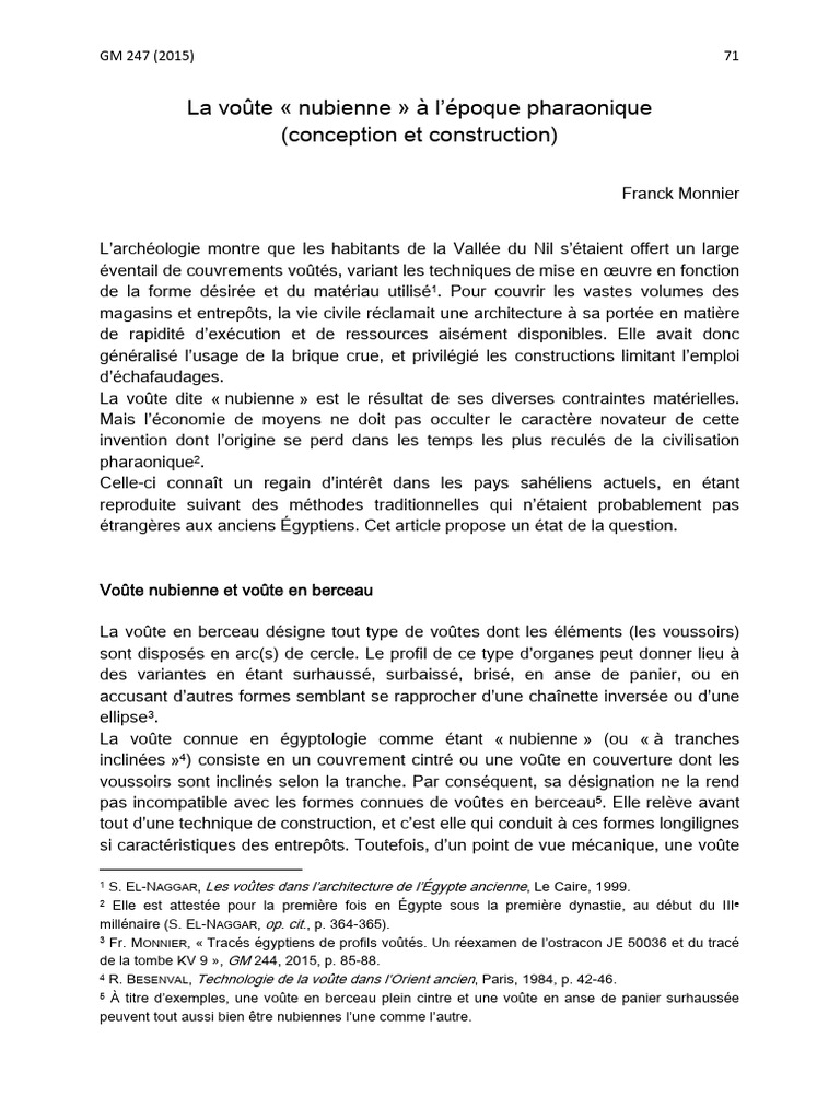 Voûte nubienne : techniques et innovations | PDF | Voûte | Brique