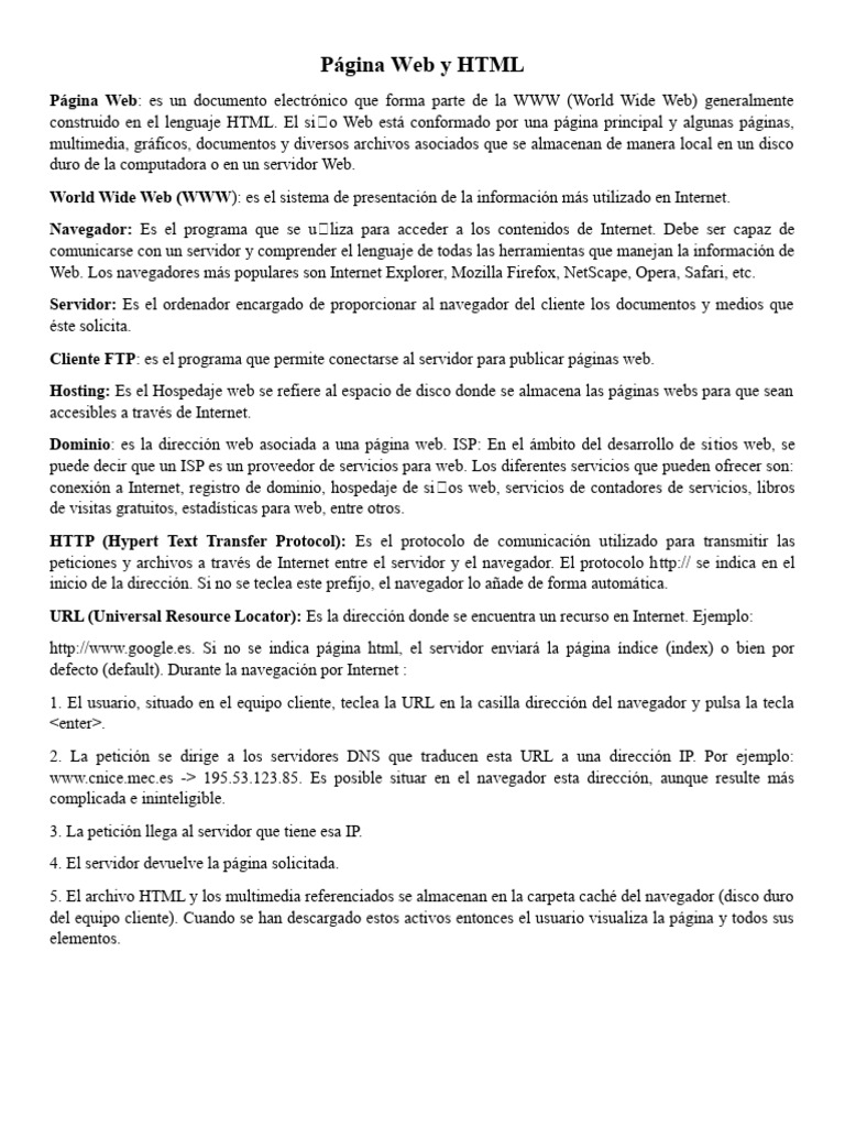 Página Web y HTML | PDF | Protocolo de transferencia de archivos | Red ...