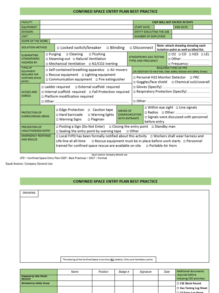 Confined Space Entry Plan CSEP - Best Practice | PDF | Personal ...