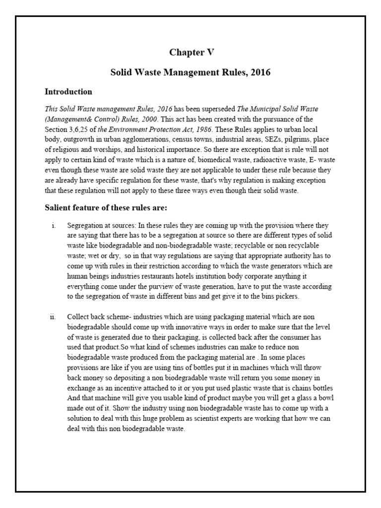 Solid Waste Management Rules 2016 Overview | PDF | Waste | Waste Management