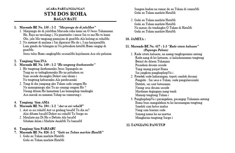 Tata Acara Partangiangan STM | PDF | Seni & Disiplin Bahasa