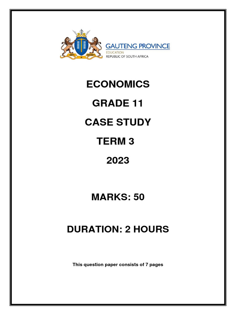 Grade 11 Economics Case Study Term 3 | PDF | Wealth | Inflation