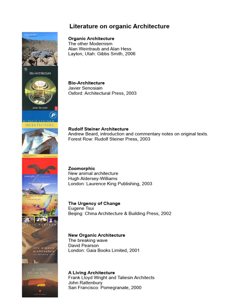 Essential Works on Organic Architecture | PDF | Environmental Design ...