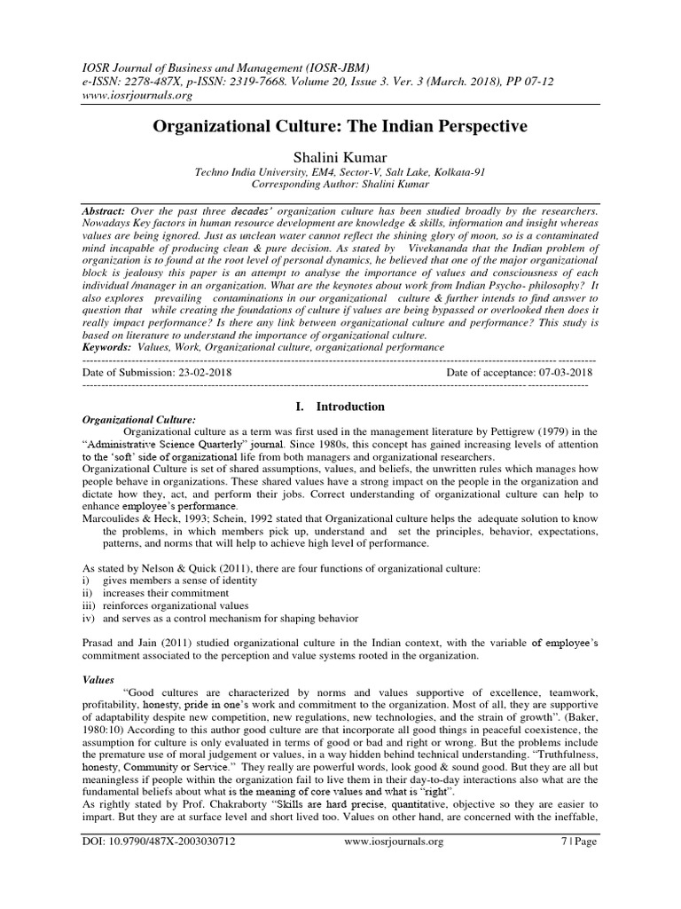 Indian Organizational Culture Insights | PDF | Organizational Culture ...