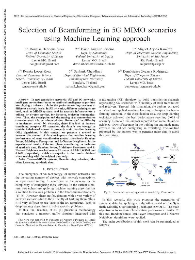 Beamforming Selection in 5G MIMO Using ML | PDF | Machine Learning ...
